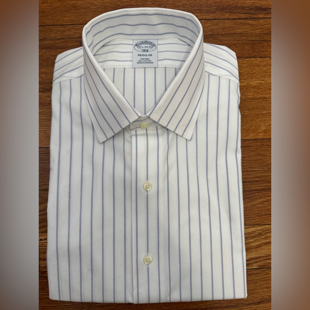 Brooks Brothers White Shirt with Blue Stripes
